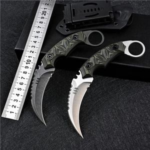 Karambit Claw Knife D2 Fixed Blade Camping Self Defense Hunting Survival Pocket Cold Bench Steel Tactical Push Knives C07 BM42 UT8267T