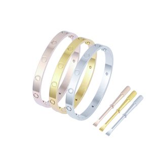 Pulseira de luxo homens mulheres amam pulseiras de designer 3 cores strass designer de joias de aço inoxidável para mulheres pulseira de parafuso clássico simples zb001