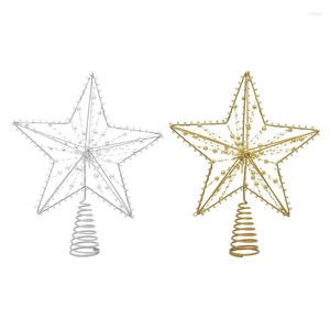 Christmas Decorations Tree Topper 5 Pointed Star With Led Light Gold Glitter Decor For Decoration Trees