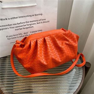 Evening Bags Clutch Purse Cloud Pleated Bag Women 2022 Fashion Trend Orange Purses And Handbags Luxury Designer Leather Crossbody