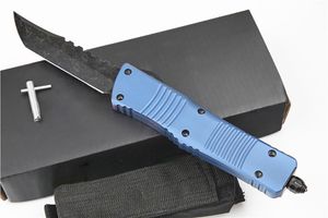Factoty Prijs C1019 High End Auto Tactical Knife D2 Zwart Oxide Stone Wash Blade Blauw CNC T6 Handgreep Outdoor Survival Knives met nylon tas