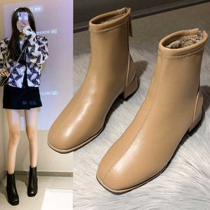 Pofulove Boots Женские зимние каблуки на высоких каблуках кожа кожа лодыжки сексуальные ботинки Lady Shink теплые Botas Fashion Size 41 42 43 L221018