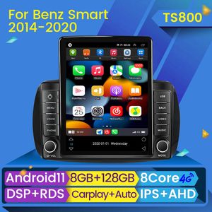 Android 11 Car DVD Radio Player för Mercedes Smart 453 Fortwo 2014 2015 2016-2020 Navigation GPS Pekskärm Stereo CarPlay 2 DIN