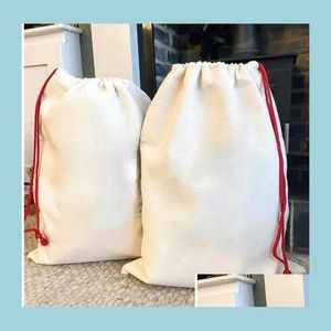 Favor de festa Favidade de Natal Sublimação em branco Santa Sacks Diy Pessoa Dstring Bag Sacos de presente de bolso Drop Drop Drop Dh5vt