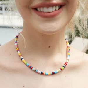 Choker Vintage Y2K Charms Halskette für Frauen Emaille Bunte Perlen Schlüsselbeinkette Kurze Halsketten Schmuck Geschenk