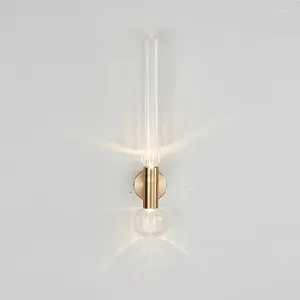 Lampada da parete moderna 2 lampadine a LED metallo dorato vetro soggiorno camera da letto luci ristorante montaggio superficiale decorazione loft