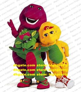 Barney Baby Bop BJ Mascot Costume Barney's Friends Dinosaur Dino With Bright Eyes Short Tail No.8321
