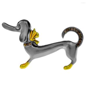 Brooches CINDY XIANG Rhinestone Cute Dachshund Dog For Women Puppy Pin Animal Jewelry Black And Gold Color High Quality