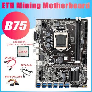 Motherboards B75 12USB ETH Mining Motherboard G16XX CPU 2XSATA Cable 4PIN To SATA 12USB3.0 USB Miner