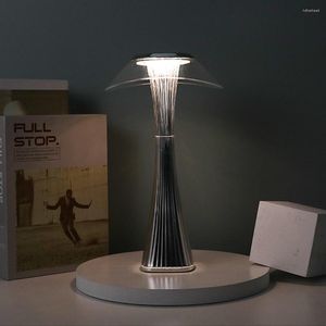 Nocne światła LAMPA LAMPA STALOWY USB ŚMINNE OCHRONA Oczy Smart Touch Switch Lampy nocne Transpare Crystal Creative Light