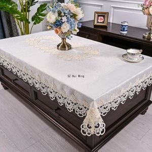 Tischtuch Tischdecke weiße Rechteck Luxus Stickerei Spitze Essdecke Blume Elegante Handtücher Juppe Staub