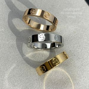 Otras pulseras anillo de amor de 3.6 mm v dorado 18k nunca se desvanecerán anillo estrecho sin diamantes de la marca de lujo reproducciones oficiales anillos de pareja exquisita