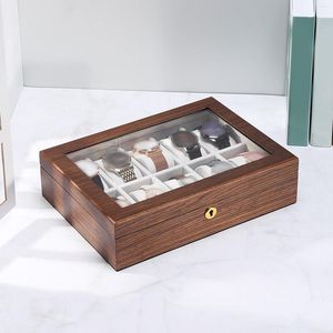 Смотреть коробки Retro Wood 10 Spot Box Forler Case Case Watch Watch Lass Locker Drypresy Desktop Protective Organizer