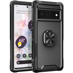 衝撃プルーフヘビーデューティ保護電話ケースドロップテストGoogle Pixel 6/Pixel 6 Proの磁気キックスタンドカーマウントホルダー