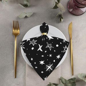 Tafel servet 4 stks/6 stks zwart met witte sterren servetten cocktail voor feest trouwdoek 50 cm polyester