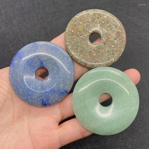 Pendant Necklaces Assorted Natural Mixed Donuts Round Safety Clasp Stone Bead Necklace Fashion Jewelry Making Accessories Wholesale