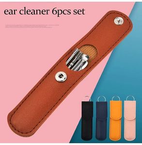 Hand Tools Stainless Steel Ear Picking Spoon Double Headed Spiral Cleaner Ear Tool 6Piece Set Wholesale P1021