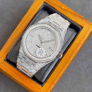 Orologio fatto a mano con diamanti Orologio meccanico automatico da uomo 40 mm con acciaio 904L tempestato di diamanti Orologio da polso Ladi Busins MontreT4O6C1HUAQHQ