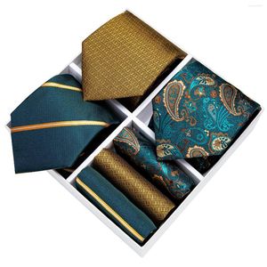 Laço lanche 3 pacote caixa de presente tie masculino para homens 8cm Negócios de alta qualidade Cocondia de seda Hanky ​​Cufflinks Clip Wedding Dibangus