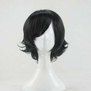 2022 New Cosplay Blue Wave Short Hair High Legronge Black Anti Warping Wig