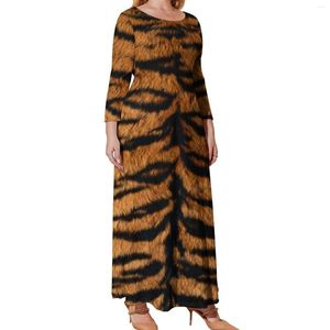 Vestidos de tamanho grande vestido de tigre impressão tigre selvagem peles elegante maxi street estilo bohemia roupas gráficas longas 4xl 5xl