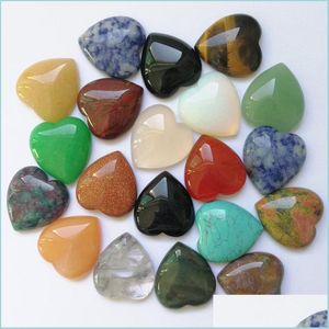 Steen 25Mm Platte Achterkant Diverse Losse Stenen Hartvorm Cab Cabochons Kralen Voor Sieraden Maken Groothandel Drop Levering 2022 Dhsbv