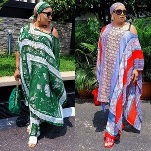 Ethnische Kleidung Afrikanische Kleidung für Frauen Sommer Mode Druck 3 Stück Anzug 2022 Dashiki Hose Kopfbedeckung Sets Damen Traditionell