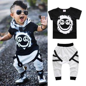 Estate Neonate Ragazzo Set di abbigliamento T-shirt in cotone a maniche corte Top Pantaloni Neonati maschi Vestiti per neonati