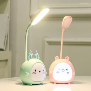 Table Lamps LED Lamp USB Rechargeable Kids Desk Light Three-Speed Dimming Reading Eye Protection Bedroom Cartoons Night Lighting
