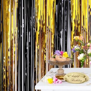 Party Decoration Black Gold Foil Background Curtain Sequin Wall Birthday Backdrops Wedding Anniversary Bachelor Decor