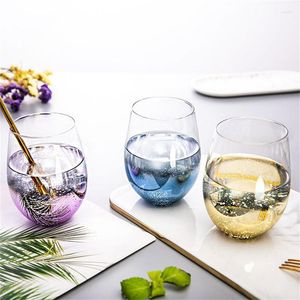 Vinglas 540 ml Starry Glass Bottle With Thick Bas Cute Gold Pink Purple Milk Cup Table Seary Art Design Fashion Beer Mugg