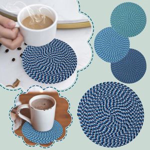 Table Mats Round Design Trivets Thread Weave Pad Placemats Non Slip Mat Kitchen Accessories Decoration Home