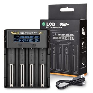 Yonii D4 LCD 18650 Batteriladdare 4 Slot f￶r 18650 21700 26650 LITIUM AA AAA NIMH RECHARGEABLE BATTERY