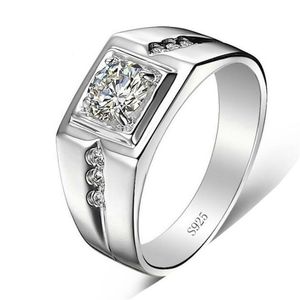 Männer 925 Sterling Silber Eheringe für Männer 0,5 ct CZ Diamant Frauen Verlobung feiner Schmuck