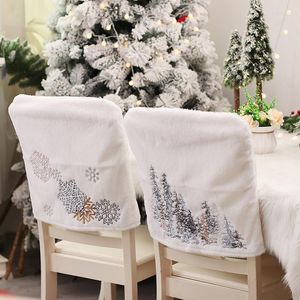 Christmas Decorations Chair Cover Soft Texture Cosy Style Cartoon Embroidery Restaurant Decoration