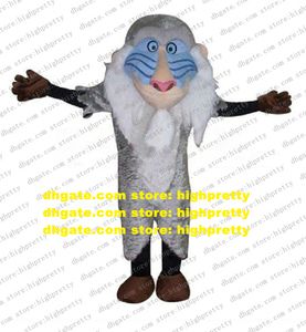 Rafiki Mandrill Monkey Lion King Mascot Costume With Brown Gloves Red Triangle Nose Long White Beard No.4302
