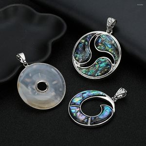 Pendant Necklaces Wholesale Mother Of Pearl Shell Dia 44mm For Necklace Round Abalone Stone Charms Bracelets DIY Jewelry Making