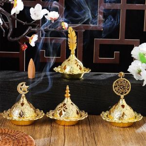 Duftlampen Vintage Tragbarer Buddhismus Golden arabischer Stil Wohnmark Metall Weihstoff Brenner Turm Brenner Censerhalter