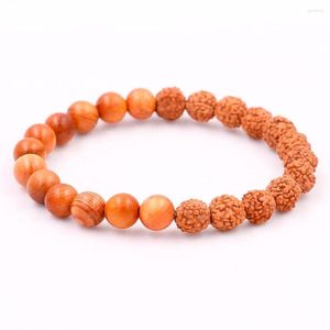 Filo di semi di Rudraksha naturale con perline di legno Buddismo Bracciale Uomo Gioielli Donna Religione Regalo Accessori per ciondoli di preghiera buddista