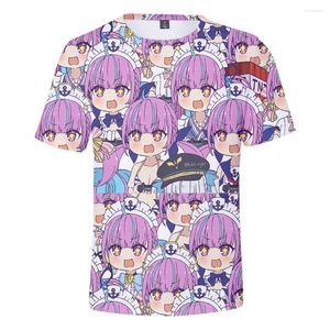 Męskie koszule anime hololive vtuber minato aqua D ubrania letnie w stylu preppy chłopcy dziewczęta T shirt urocze innowacje w retro innowacje dla dzieci tops