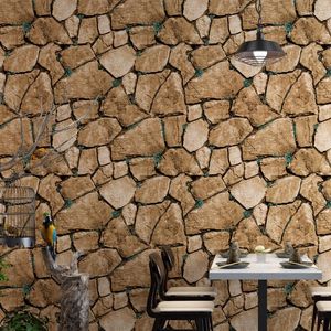 Tapety vintage kulturowe kamienne papiery ścienne D Wateroproof Rock Wallpaper Roll for Bar Shop Restauracja Ściany