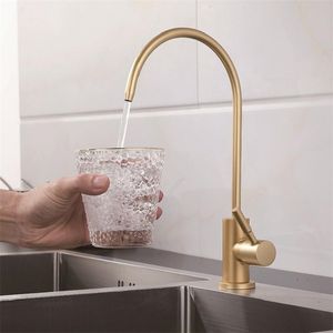 Kitchen Faucets Gold Kitchen Faucets 14"Direct Drinking Tap for kitchen Water Filter Tap AntiOsmosis Purifier SUS 304 Stainless Steel Sink Tap 221021