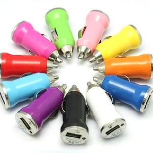 Colorful Mini USB Car Charger Charging Power Adapter Input 12-24V DC Output 5V 1A for Xiaomi Huawei Mobile Phone