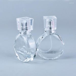 Aufbewahrungsflaschen 1 stück 25 ml Runde Parfümflasche Glas Spray Mini Leere Schönheit Kosmetikbehälter Tragbare Nachfüllbare Reisezerstäuber