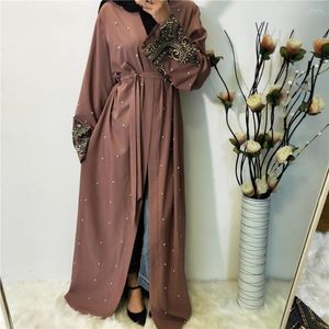Etnik Kıyafet Müslüman hırka Uzun kollu nakış boncuklu robe Arapça Uzun Dubai Abaya Türkiye Moda Kemeri