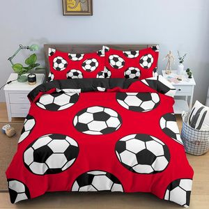 Sängkläder sätter fotbollsdäcke omslag Microfiber Soccer Comporter 3D Sports Ball Theme Set Twin Full King For Boys Teens Adult Room