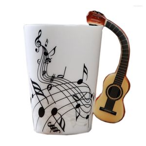 Canecas 240 ml de música criativa de cerâmica de violino copo de copo de caneca de guitarra de copos de chá de leite de leite com maçaneta presentes