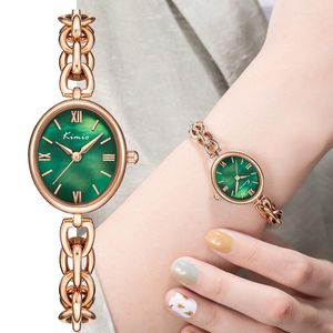 Armbanduhren Kimio Marke Naturstein Zifferblatt Uhren für Frauen Oval Einfache Retro Armbanduhr Damen Wasserdicht Ins Wind Quarz