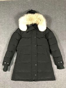 Long Fur Hoodie Puffer Down Parkas Coat Jacket Kvinnor Vinter Body Warmer Hoody Down Parka Outwear Coats Black Size XL