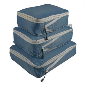 Förvaringspåsar 3 st/ställ in stor kapacitet 2 vägs blixtlås med kompressionspåse topphandtag bärbar för resväska förpackning kub nylon